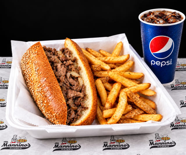 6" Cheesesteak with French Fries & Sm Fountain Soda.