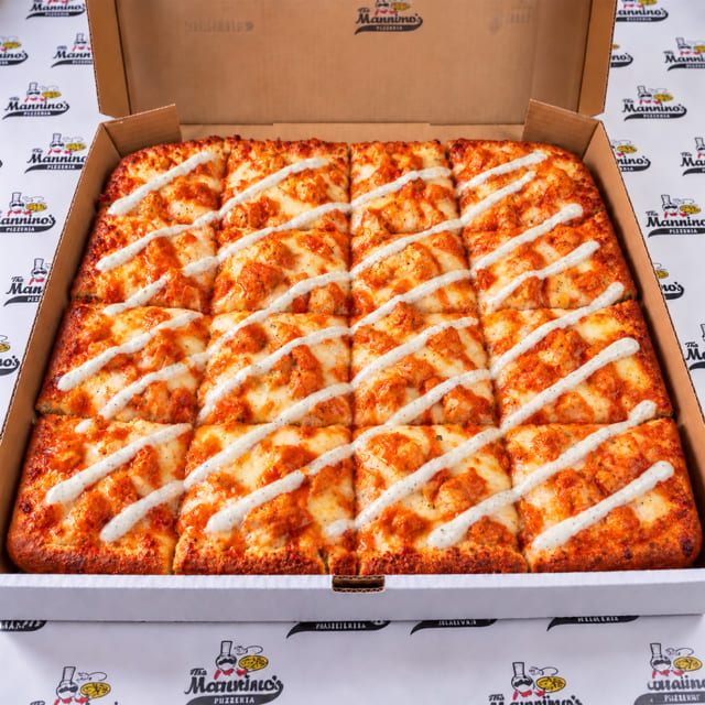 Buffalo Chicken Sicilian Pizza.
