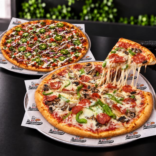 2 Large Gourmet Pizzas.