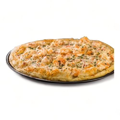 Shrimp Alfredo Pizza.