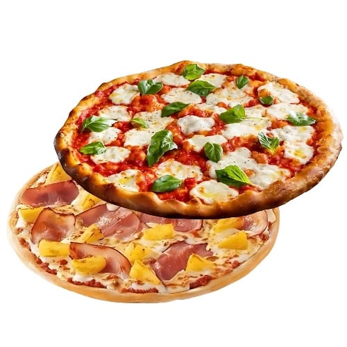 2 Large Gourmet Pizzas.
