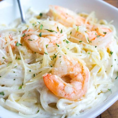 Linguine Shrimp Alfredo.