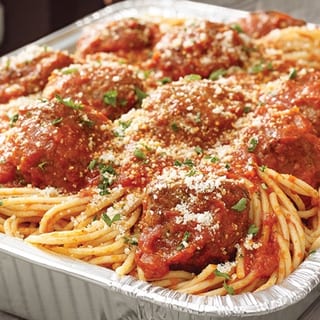 Spaghetti & Meatball Tray, Salad & Bread